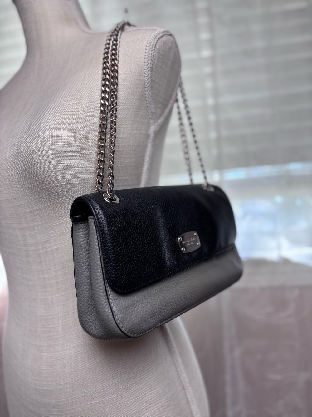 Michael Kors Black & Gray Pebbled Leather Crossbody or Shoulder Bag - Picture 5 of 16